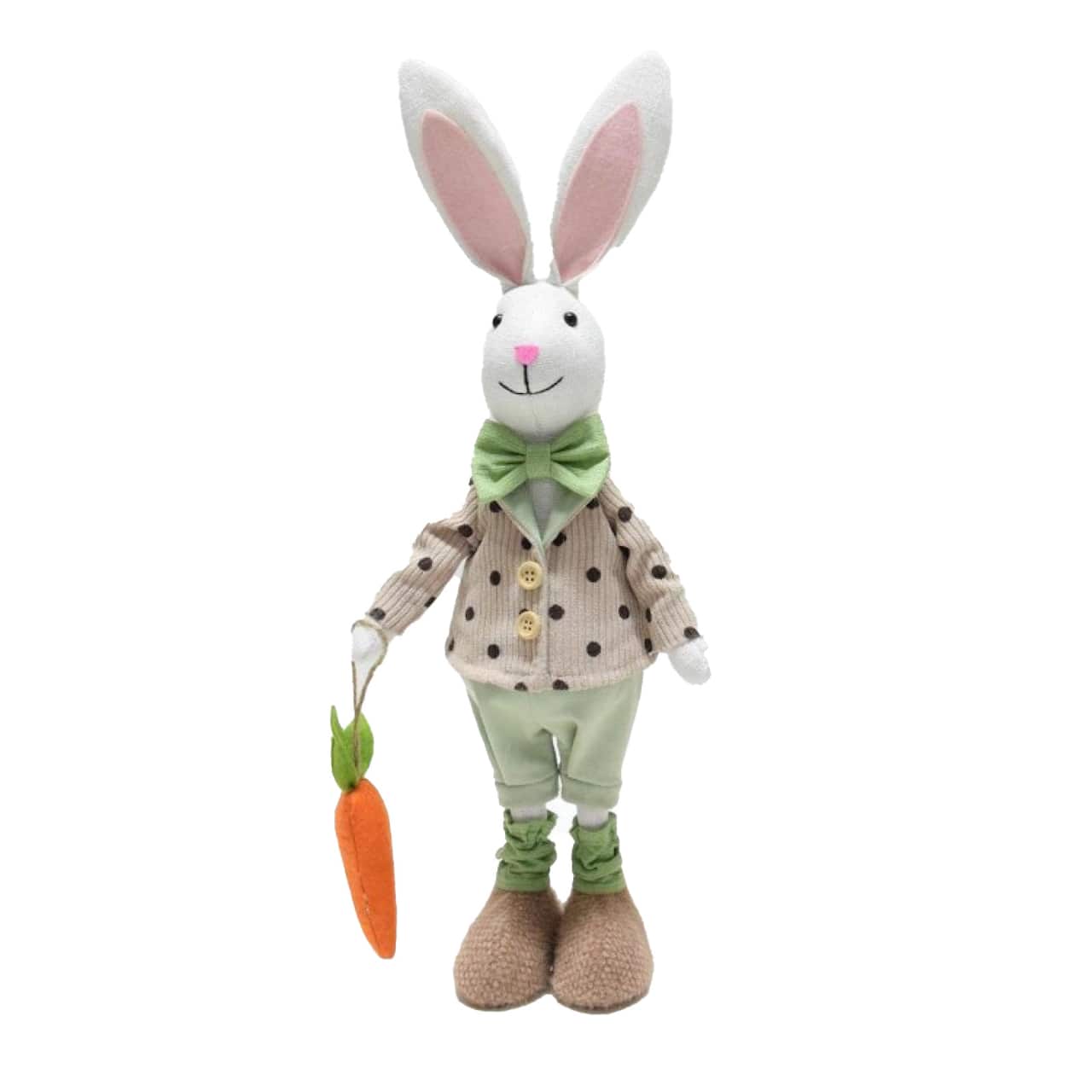 18.5" Polka Dot Coat Rabbit Standing Easter Figurine